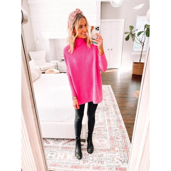 FREE PEOPLE Ottoman Slouchy Tunic in Electric Pink Size Small - Picture 10 of 11